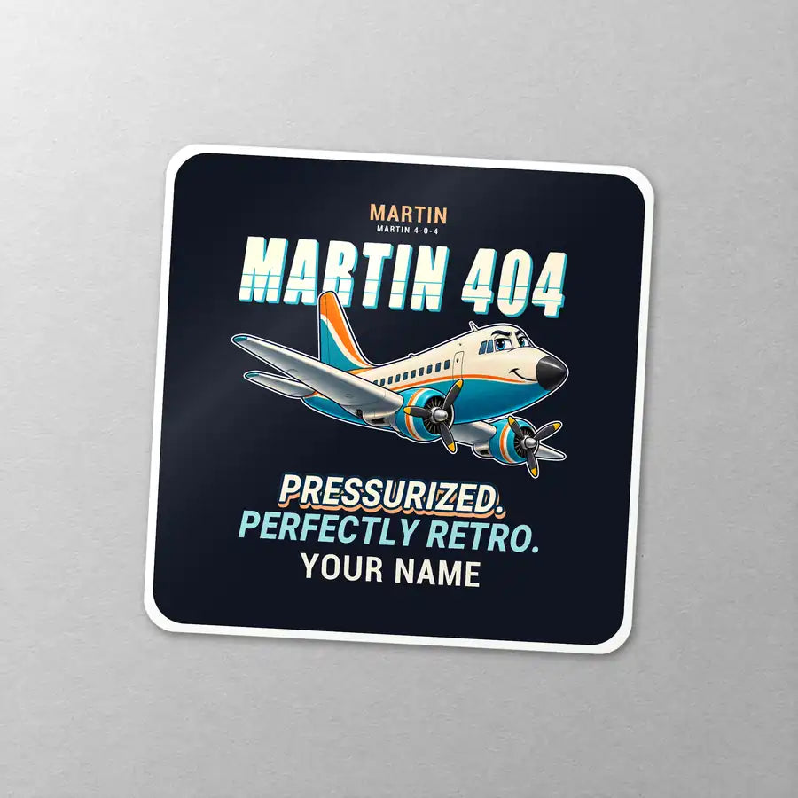 Martin 4-0-4 - Cartoon + Name - Square Sticker - Close-up