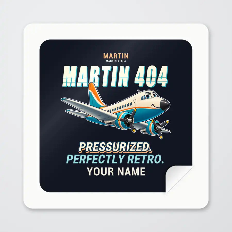 Martin 4-0-4 - Cartoon + Name - Square Sticker - Peel