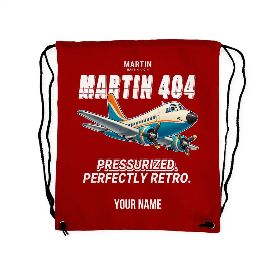 Martin 4-0-4 - Drawstring Bag - Cartoon + Name - Red