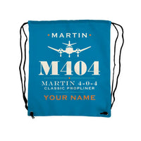 Thumbnail for Martin 4-0-4 - Drawstring Bag - Heritage + Name - Light Blue