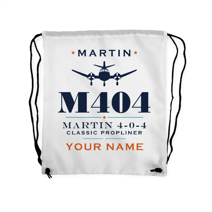 Martin 4-0-4 - Drawstring Bag - Heritage + Name - White