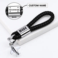 Thumbnail for Martin 4-0-4 - Leather Key Chain - Braided Leather - Tag - Black + Name