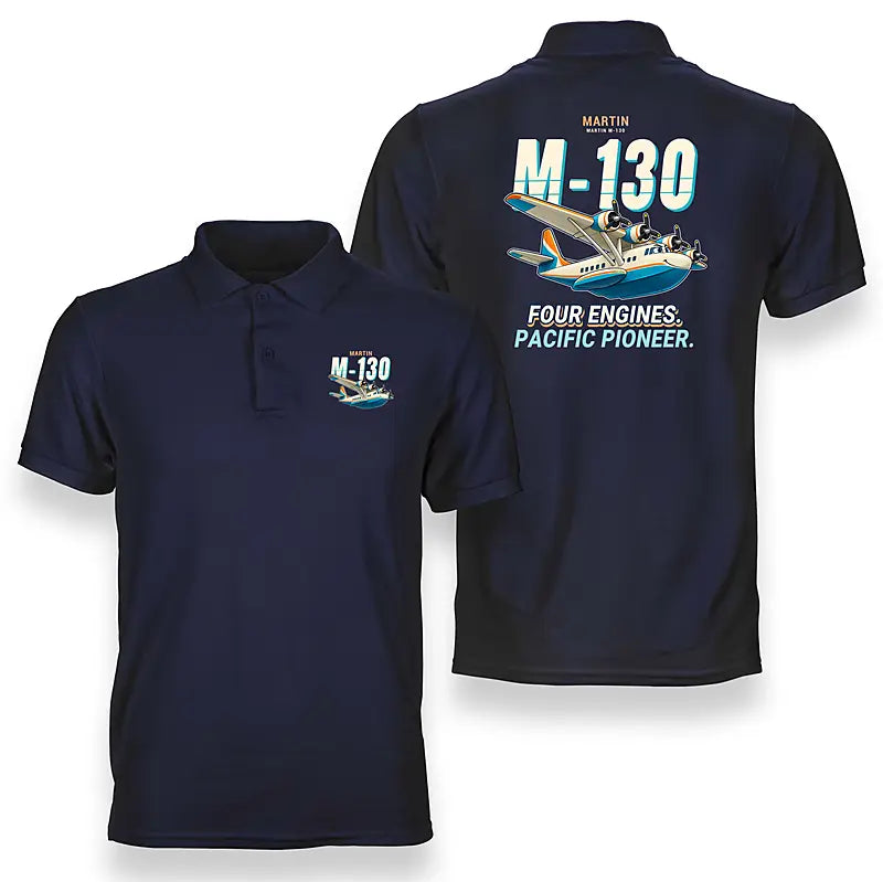 Martin M-130 - Cartoon - Double-Side Polo - Navy Blue