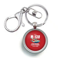 Thumbnail for Martin M-130 - Cartoon + Name - Circle Key Chain - Red