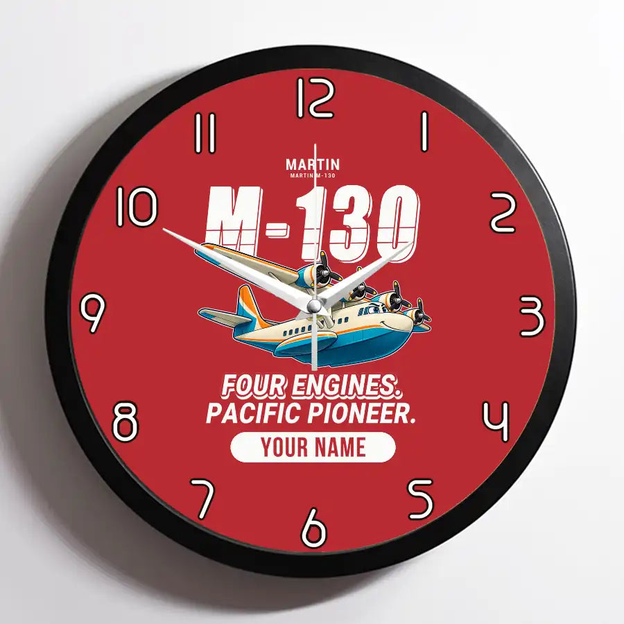 Martin M-130 - Cartoon + Name - Framed - Red