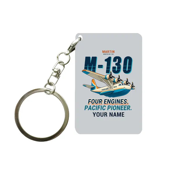 Martin M-130 - Cartoon + Name - Key Chain - Light Gray