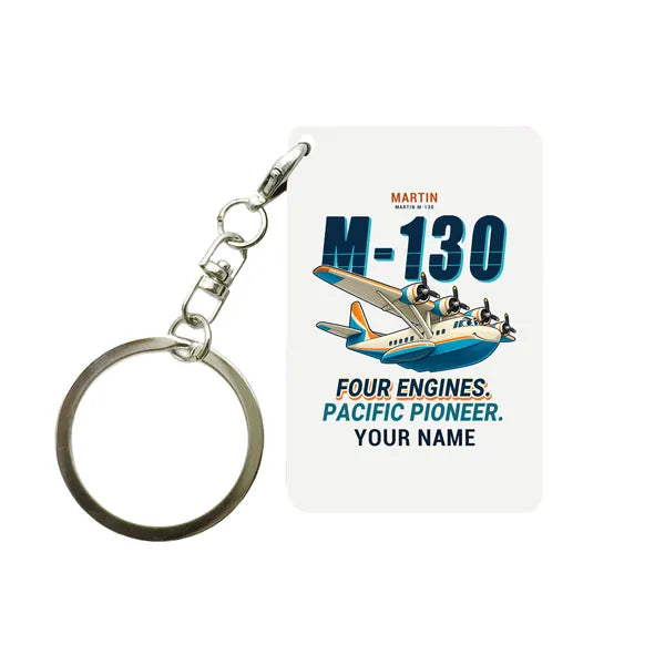 Martin M-130 - Cartoon + Name - Key Chain - White