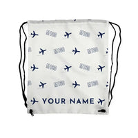 Thumbnail for Martin M-130 - Drawstring Bag - 3D Pattern + Name - White