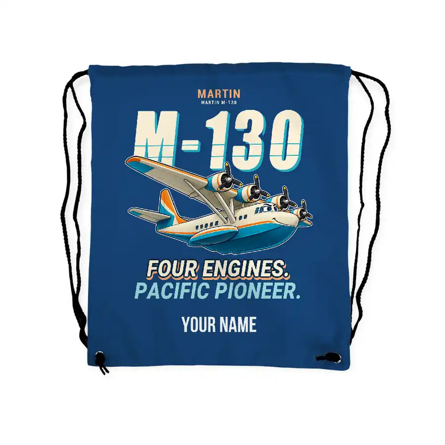 Martin M-130 - Drawstring Bag - Cartoon + Name - Blue