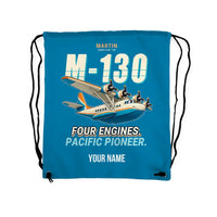 Thumbnail for Martin M-130 - Drawstring Bag - Cartoon + Name - Light Blue