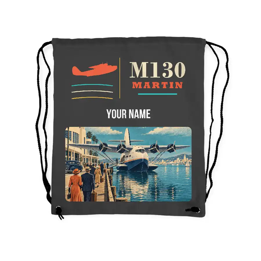 Martin M-130 - Drawstring Bag - Classic + Name - Gray