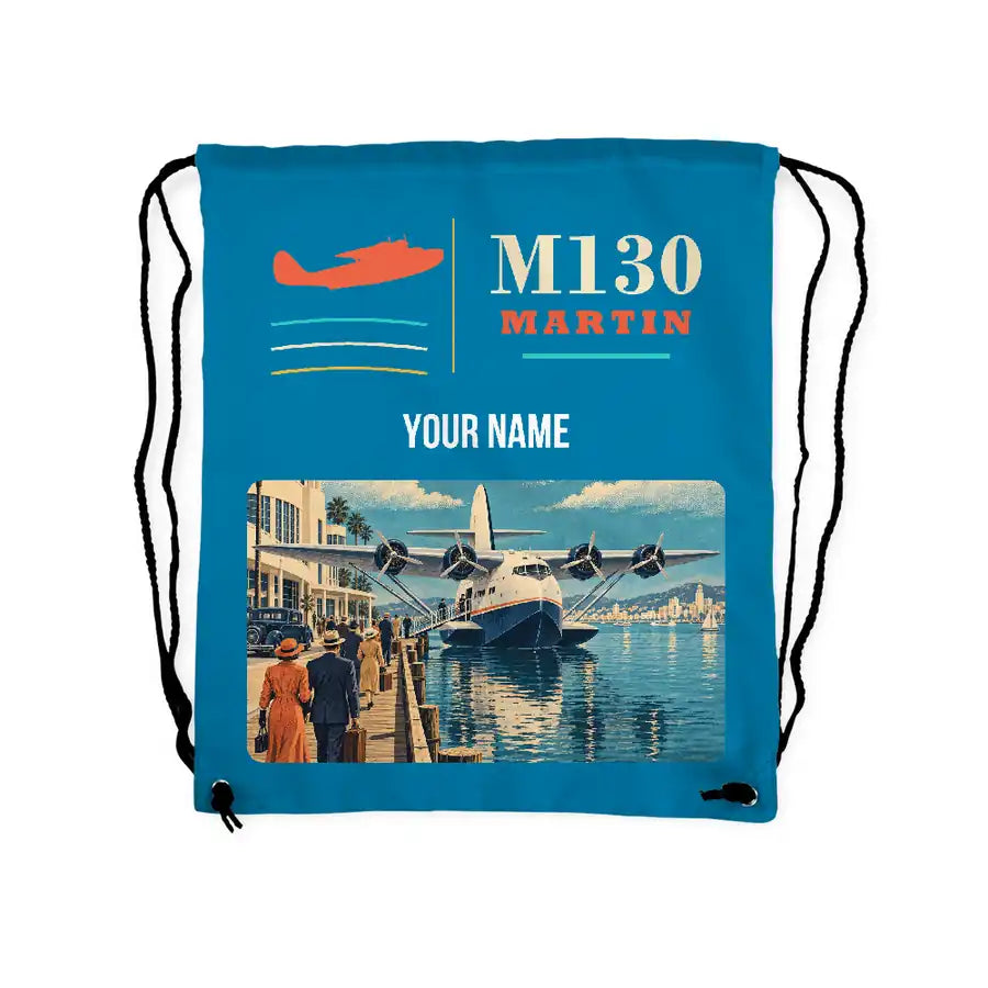 Martin M-130 - Drawstring Bag - Classic + Name - Light Blue