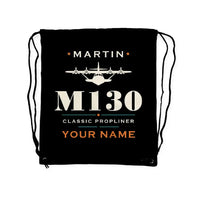 Thumbnail for Martin M-130 - Drawstring Bag - Heritage + Name - Black