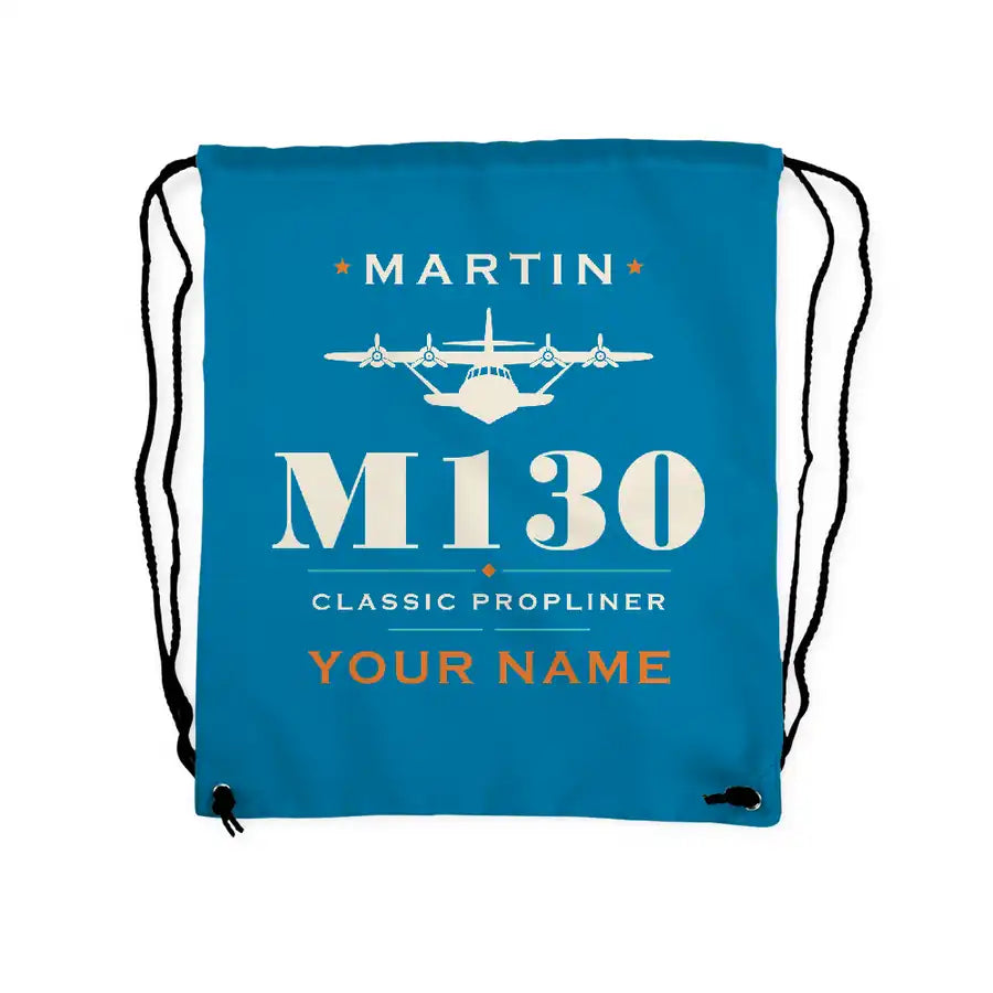 Martin M-130 - Drawstring Bag - Heritage + Name - Light Blue