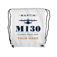Thumbnail for Martin M-130 - Drawstring Bag - Heritage + Name - White