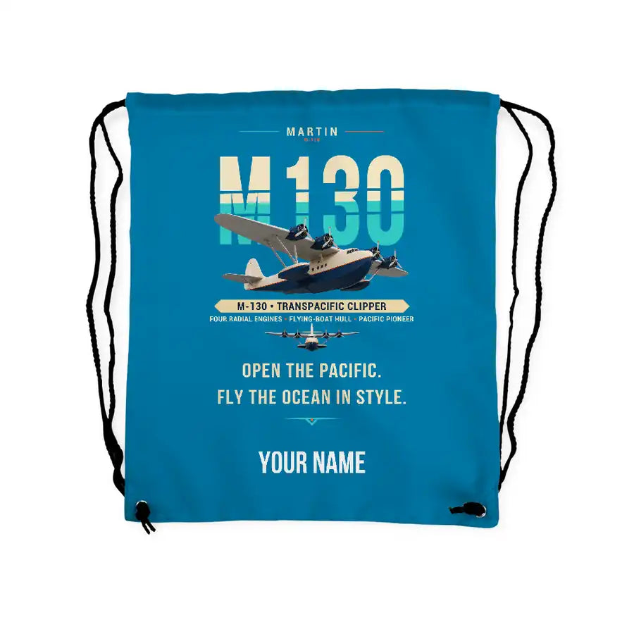 Martin M-130 - Drawstring Bag - Original + Name - Light Blue