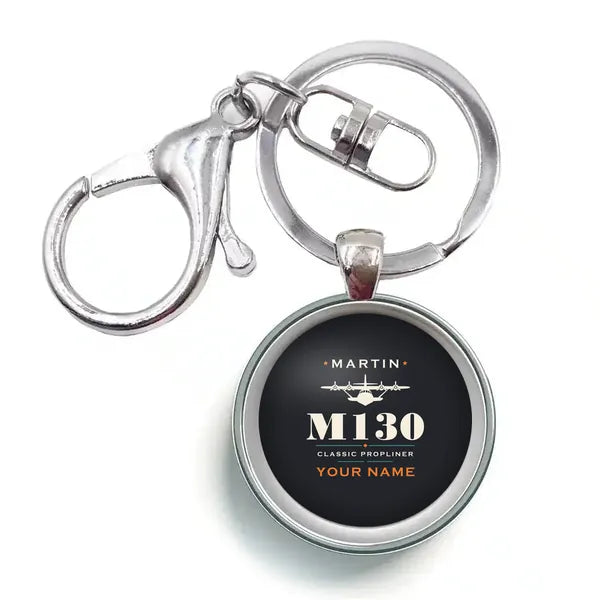 Martin M-130 - Heritage + Name - Circle Key Chain - Black