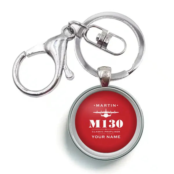 Martin M-130 - Heritage + Name - Circle Key Chain - Red
