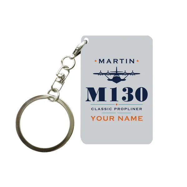 Martin M-130 - Heritage + Name - Key Chain - Light Gray
