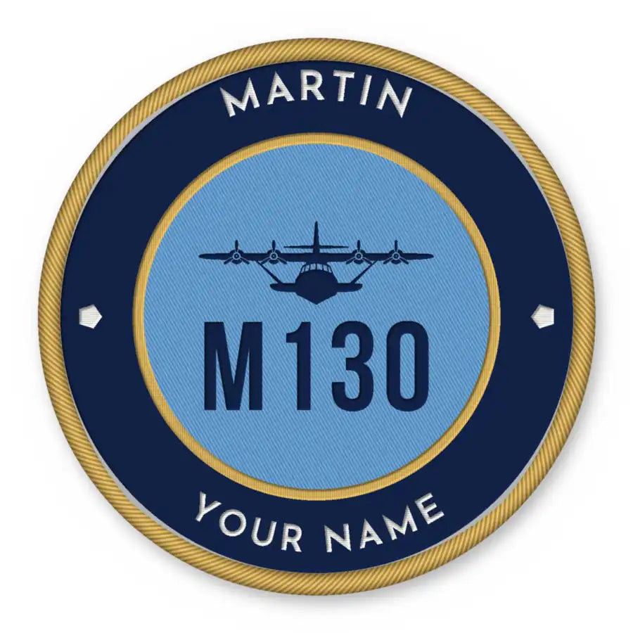 Martin M-130 Patches - Circle + Name - Navy Sky