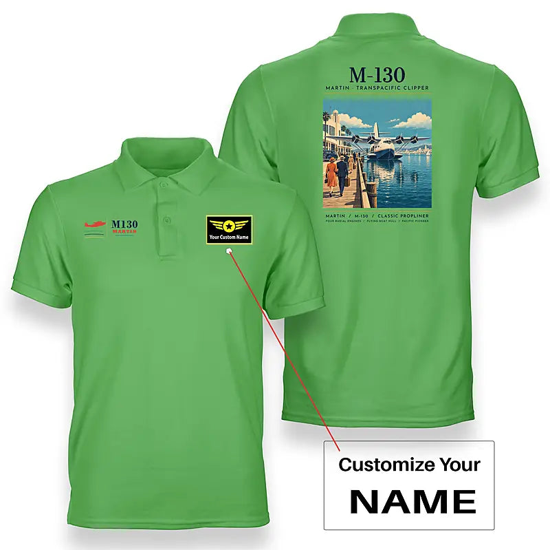 Martin M-130 - Poster - Double-Side Polo - Light Green + Name