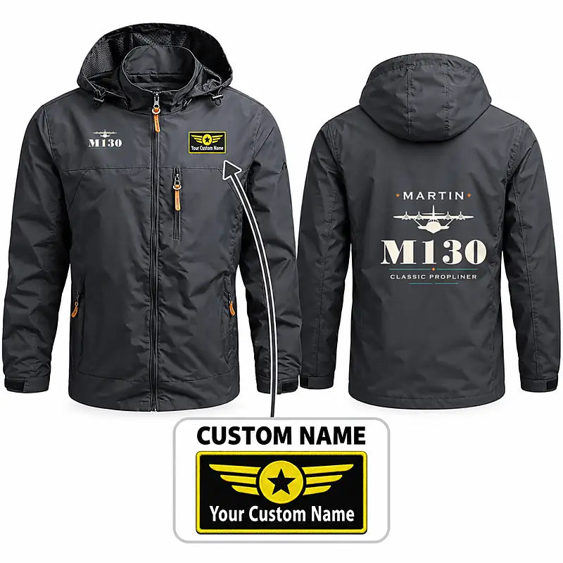 Martin M-130 Stylish Jackets - Hooded Windbreaker - Heritage + Name - Charcoal