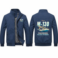 Thumbnail for Martin M-130 Stylish Jackets - Stand Collar - Cartoon - Navy Blue