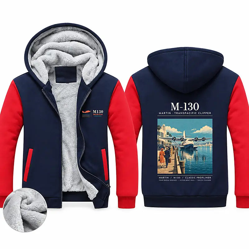 Martin M-130 Zipped Sweatshirts - Poster - Navy & Red