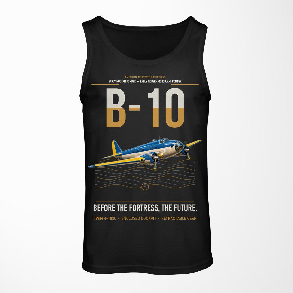 Martin B-10 design on black tank top