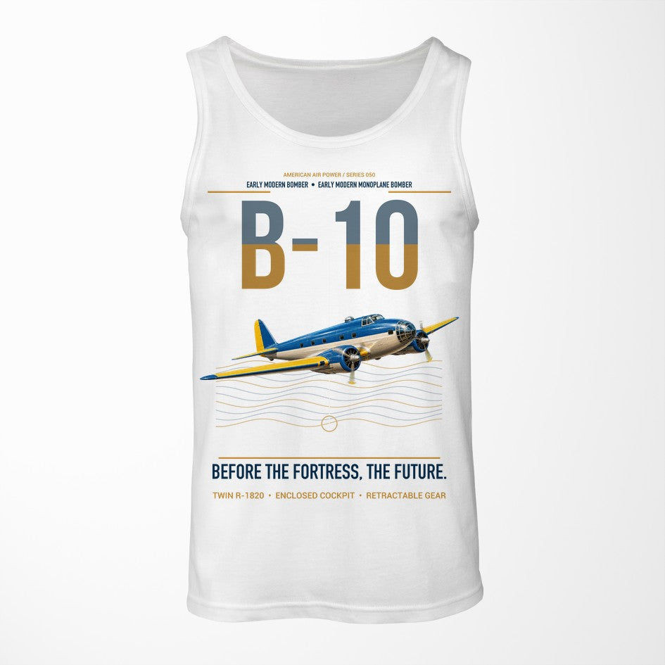 Martin B-10 design on white tank top
