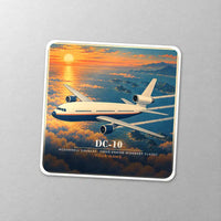 Thumbnail for McDonnell Douglas DC-10 - 3D + Name - Square Sticker - Close-up