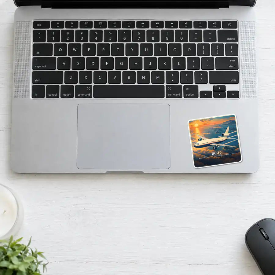 McDonnell Douglas DC-10 - 3D + Name - Square Sticker - Laptop