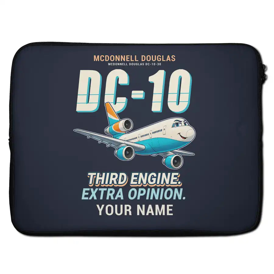 McDonnell Douglas DC-10 - Cartoon + Name - Laptop Sleeve