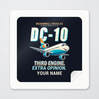 Thumbnail for McDonnell Douglas DC-10 - Cartoon + Name - Square Sticker - Peel