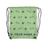 Thumbnail for McDonnell Douglas DC-10 - Drawstring Bag - 3D Pattern + Name - Light Green