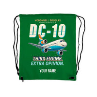 Thumbnail for McDonnell Douglas DC-10 - Drawstring Bag - Cartoon + Name - Green