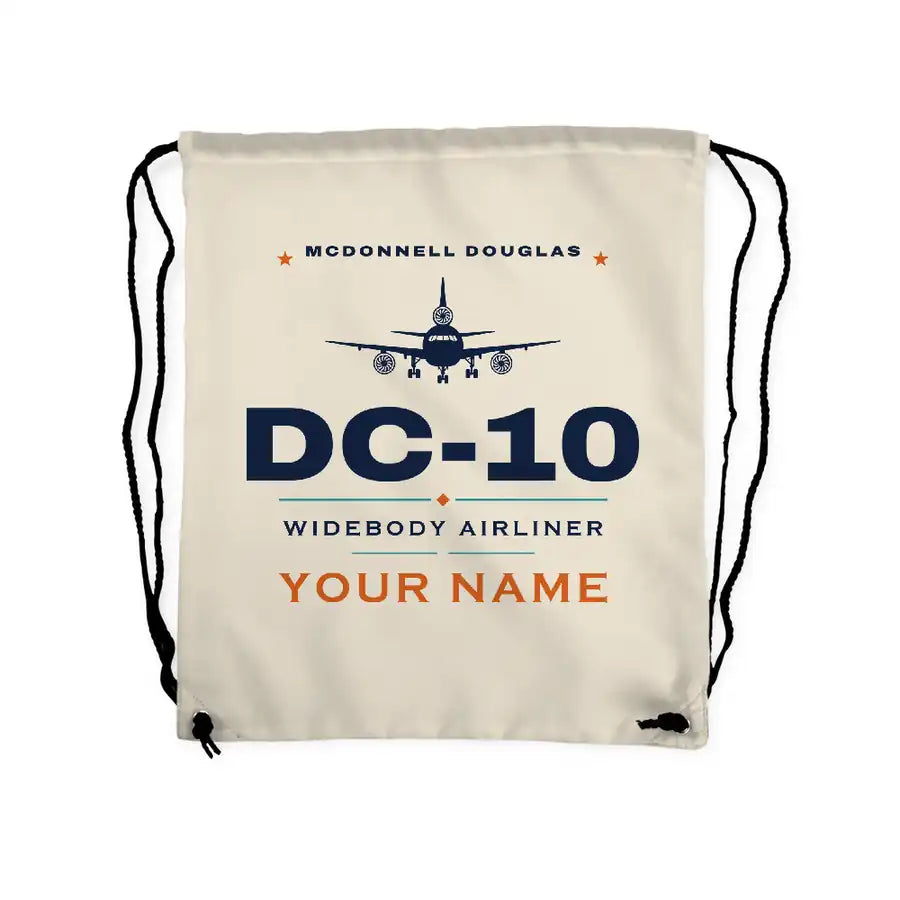 McDonnell Douglas DC-10 - Drawstring Bag - Heritage + Name - Beige