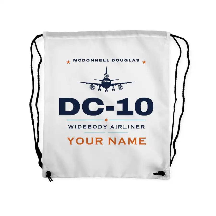 McDonnell Douglas DC-10 - Drawstring Bag - Heritage + Name - White