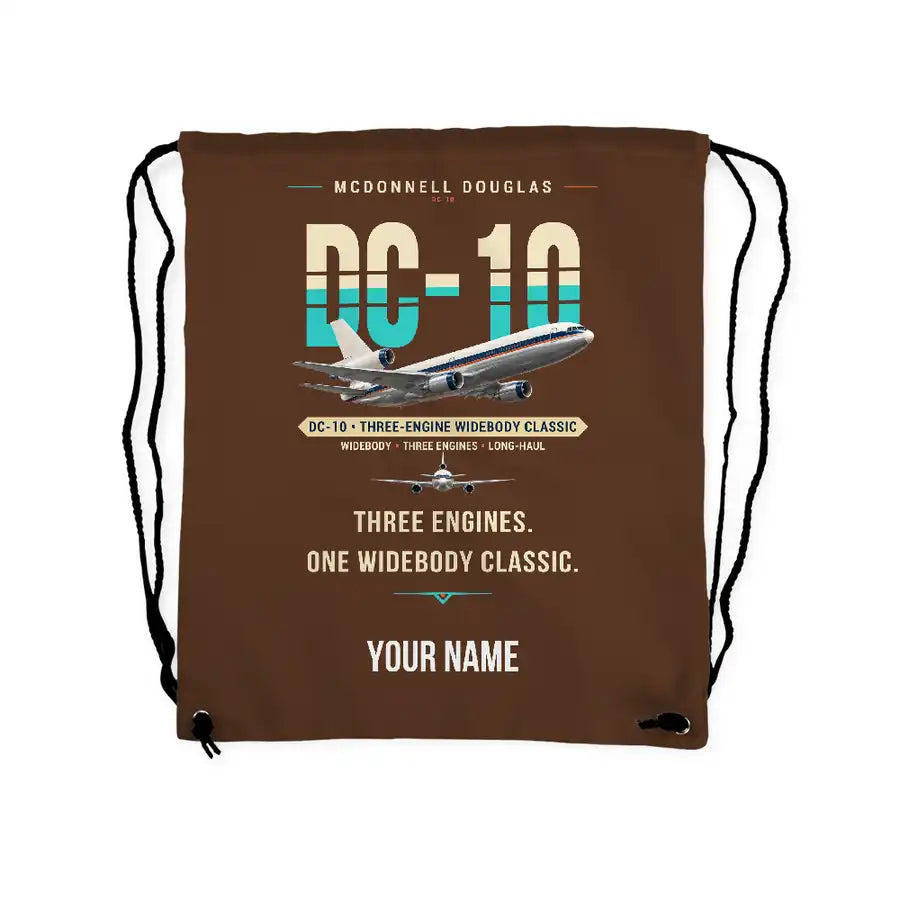 McDonnell Douglas DC-10 - Drawstring Bag - Original + Name - Brown