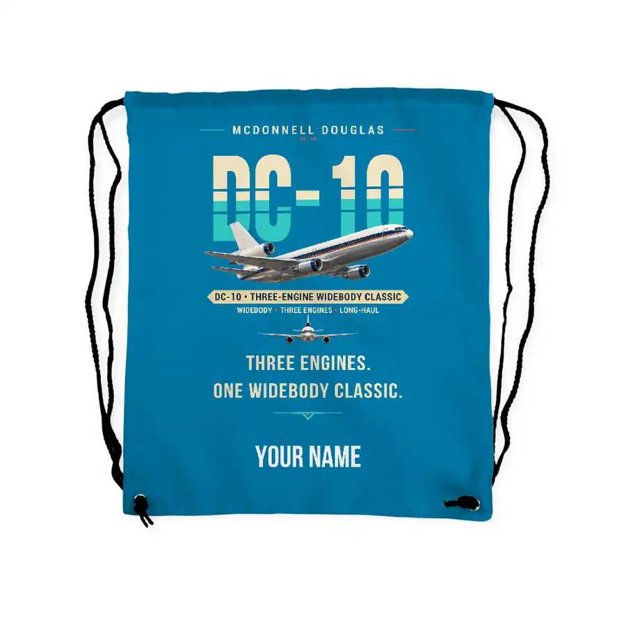 McDonnell Douglas DC-10 - Drawstring Bag - Original + Name - Light Blue