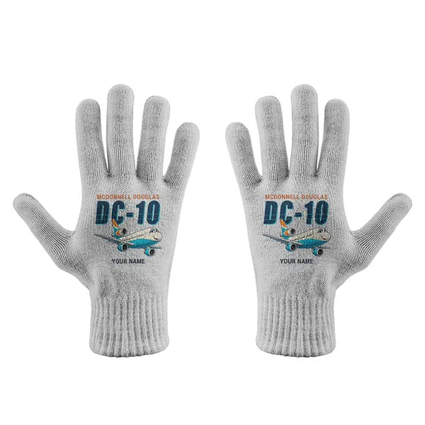 McDonnell Douglas DC-10 - Gloves - Full - Cartoon + Name - Light Gray