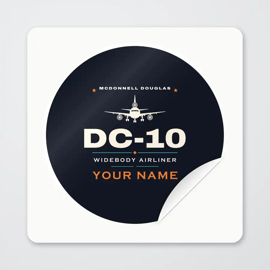 McDonnell Douglas DC-10 - Heritage + Name - Circle Sticker - Peel