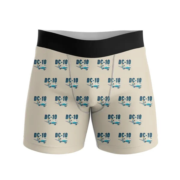 McDonnell Douglas DC-10 - Men Boxers - Cartoon Pattern - Beige