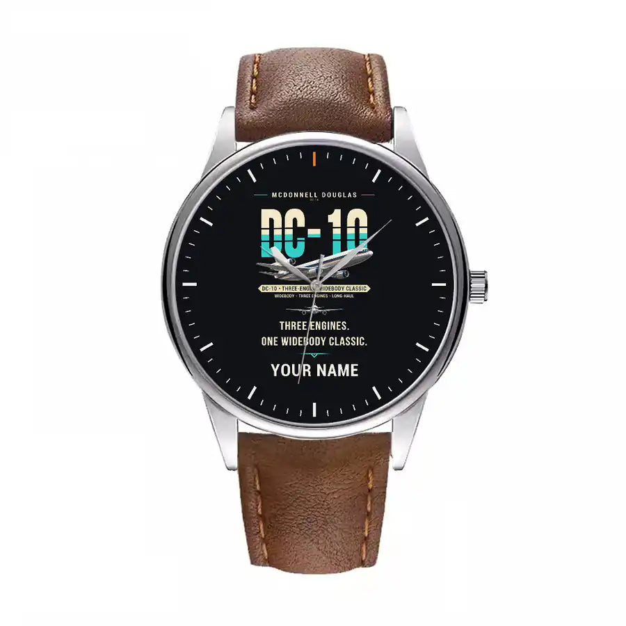 McDonnell Douglas DC-10 - Original + Name - Leather Strap - Brown Leather Strap