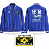 Thumbnail for McDonnell Douglas DC-10 Stylish Jackets - Baseball Collar - Cartoon + Name - Royal Blue