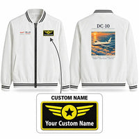 Thumbnail for McDonnell Douglas DC-10 Stylish Jackets - Baseball Collar - Poster + Name - White