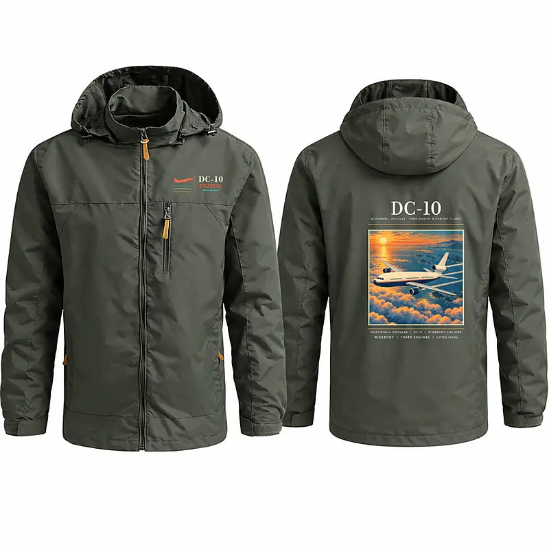 McDonnell Douglas DC-10 Stylish Jackets - Hooded Windbreaker - Poster - Olive Green