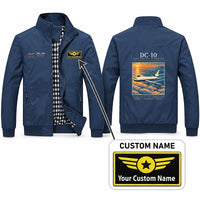 Thumbnail for McDonnell Douglas DC-10 Stylish Jackets - Stand Collar - Poster + Name - Navy Blue