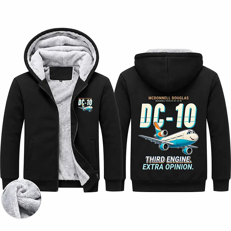 McDonnell Douglas DC-10 Zipped Sweatshirts - Cartoon - Black
