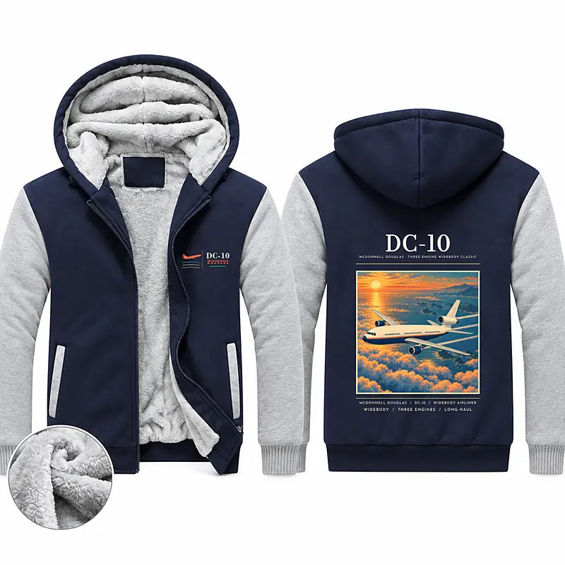 McDonnell Douglas DC-10 Zipped Sweatshirts - Poster - Navy & Gray